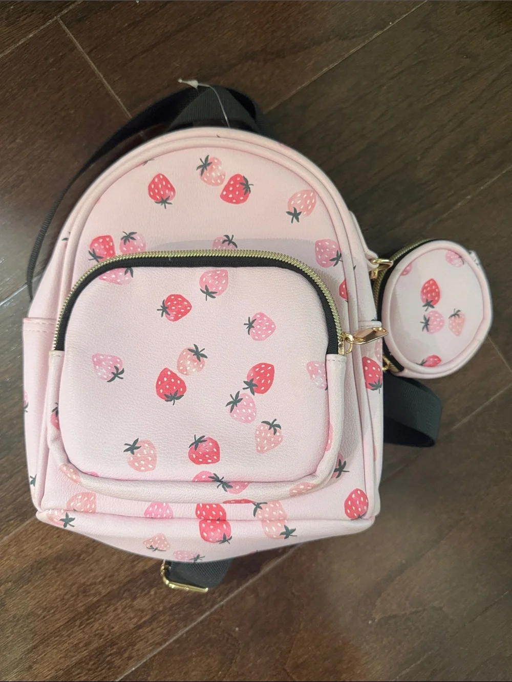 Claire's Pink Strawberry Print Mini Backpack with Coin Pouch